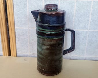 Llangollen Wales Studio Kaffeekanne | Vintage Keramik glasierte Krug | Mid Century handgefertigte Keramik | braun grün | Kaffee-Liebhaber-Geschenk