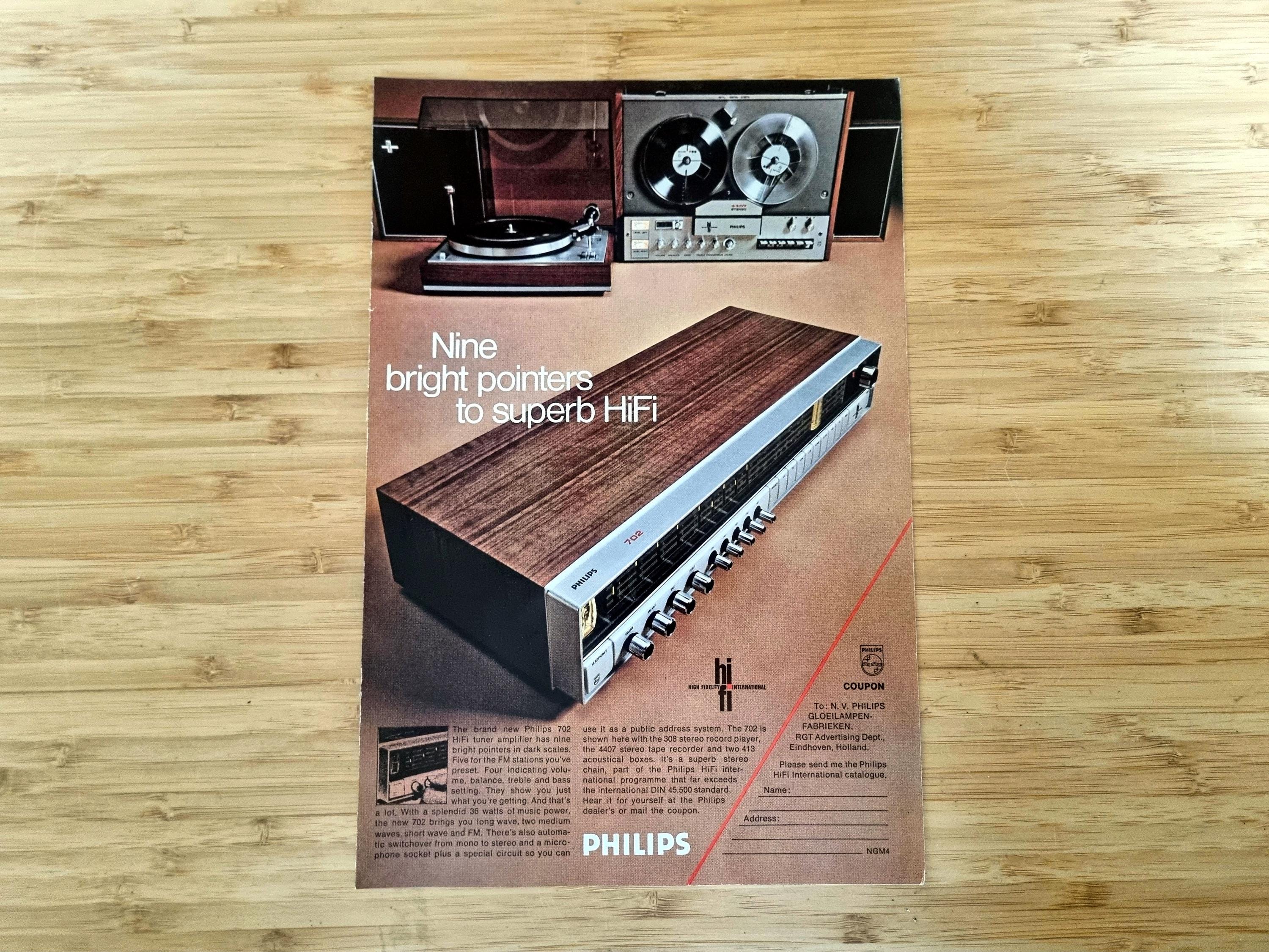 Vintage Philips Stereo Hi-vi Tuner Amplifier 1970s Original Print