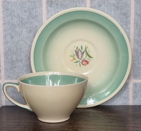 Susie Cooper Cup Saucer | Dresden Spray Pattern | Vintage