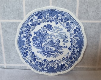 Blue White China Plate | Woods Burslem Seaforth | Vintage Pottery