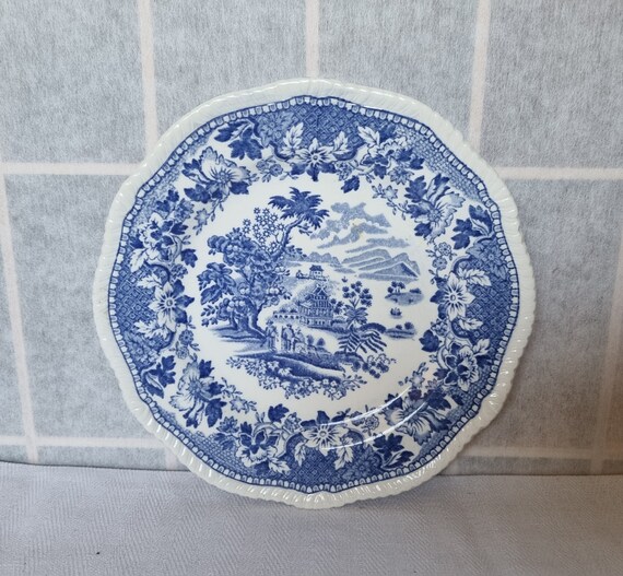 Blue White China Plate | Woods Burslem Seaforth | Vintage Pottery