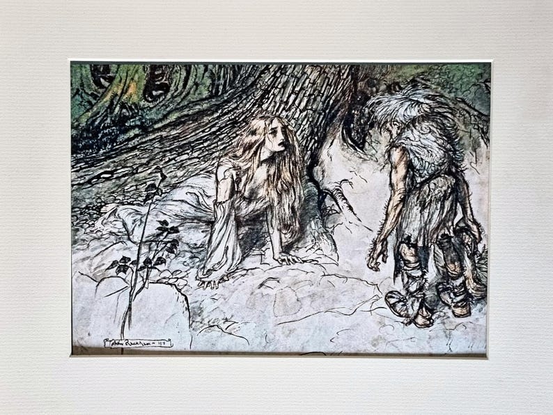Art Print Illustration, Arthur Rackham Mime Finds Siegfrieds Mother ...