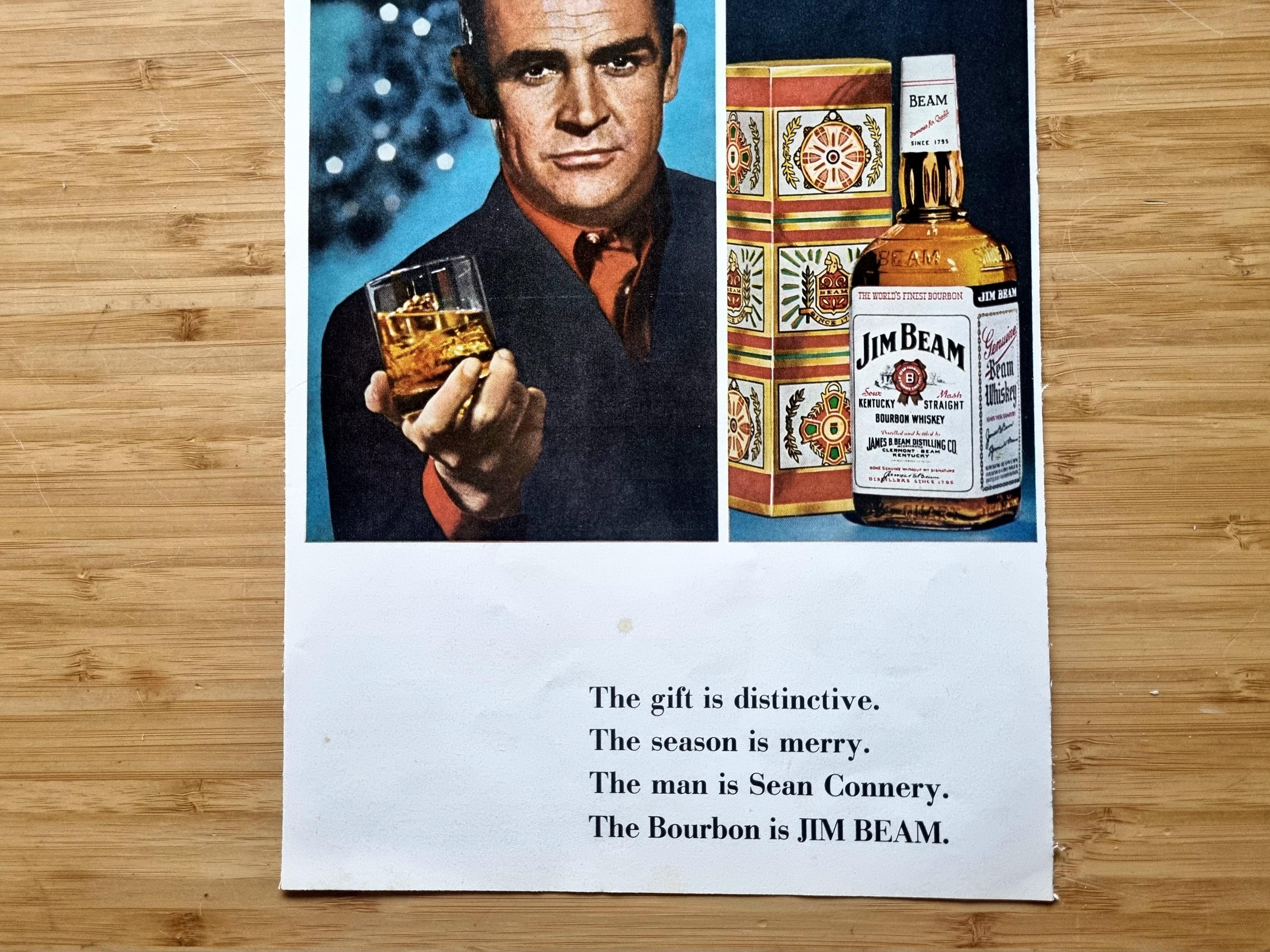 ヴィンテージ酒雑誌広告、ジムビームバーボン、ジェームズ・ボンドの