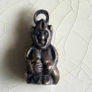 Brixham Pixie Brass Pendant Charm For Good Luck - Authentic Vintage Jewellery Rare Find for Women and Men - Signed to Base
