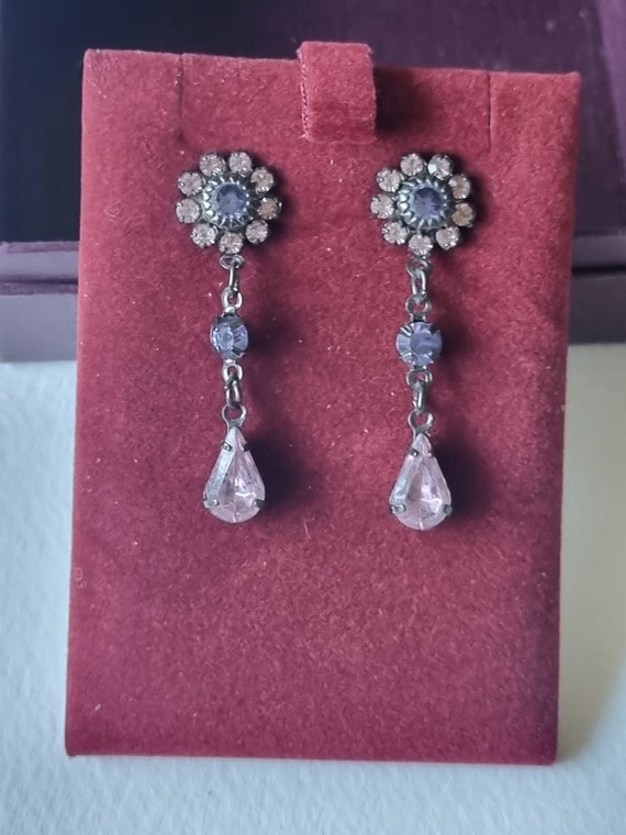 Past Times Earrings Victorian Period Jewelry Dangle Drop Crystal Rhinestones Etsy