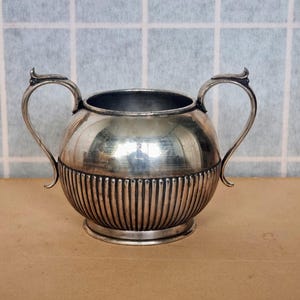 James Dixon Silver Plate Bowl | Sheffield EPNS Edwardian Ribbed Double Handle | Hallmarked Collectible Serving Piece