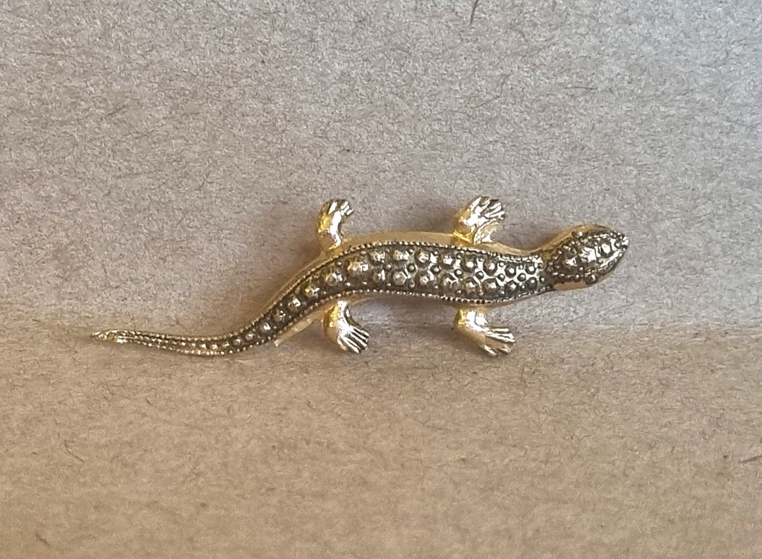 Broche Salamandre En Métal Argenté - Neuf Sans Emballage