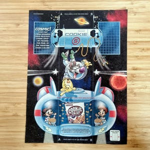 "Original ""Cosmic!"" von Nestlé aus den 2000er Jahren" Magazin Werbung, Chip the Wolf Space Theme, Interaktives Fold-In, ~32 x 23 cm