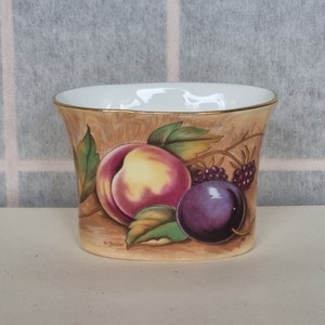 Aynsley Orchard Gold Small Jar | Vintage English Bone China | Hand-Painted Fruit Design | Gold Trim Sugar Bowl Trinket Holder