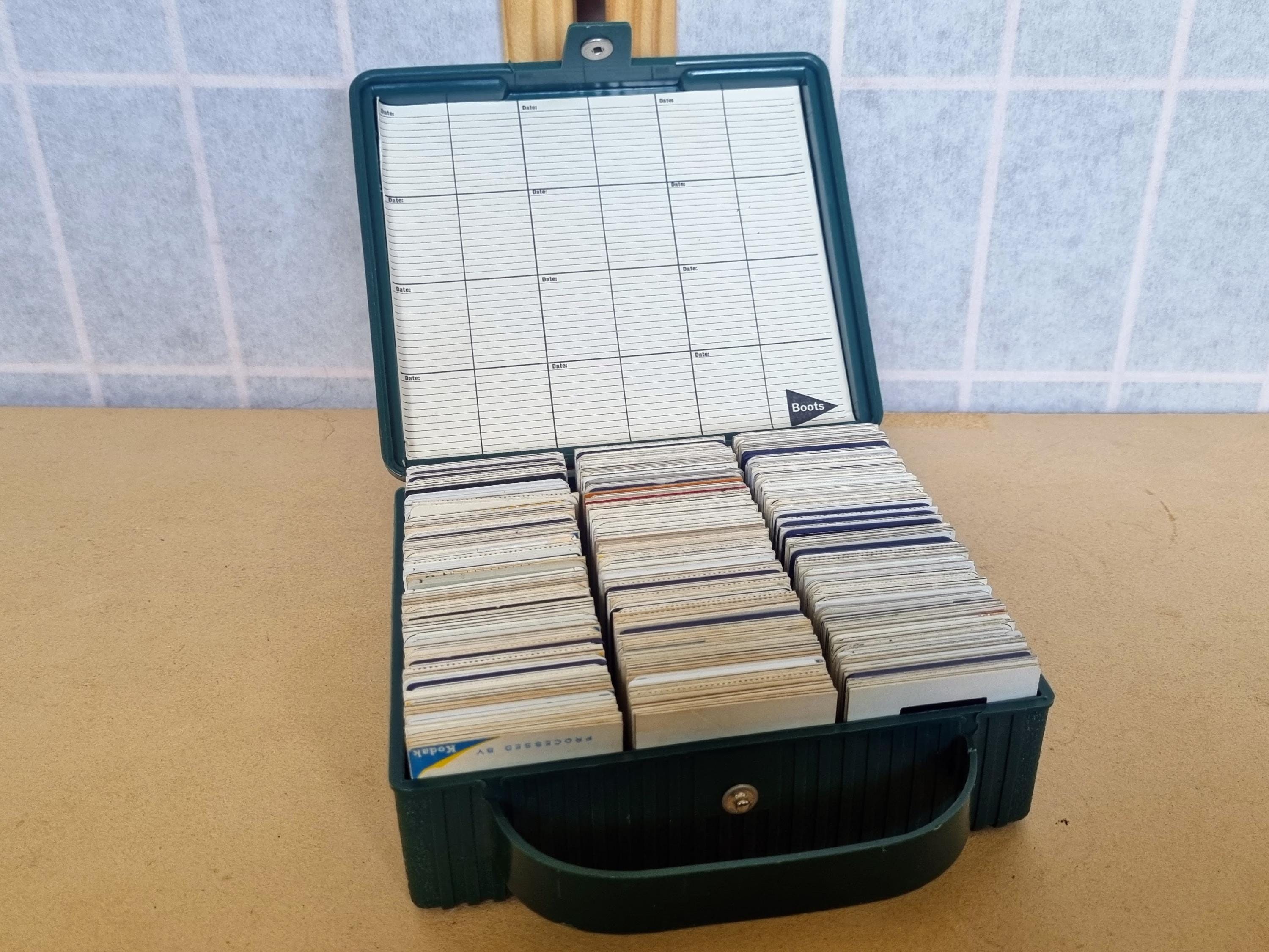 ◆ 希少 昭和 レトロ ビンテージ スライド フィルム ファイル ボックス ◆ ヴィンテージブーツ 300枚スライドファイルボックス | レトログリーン