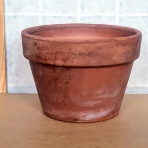 pot de fleur vintage en terre cuite, jardinière en argile italienne, récipient de jardin rustique, décor de bol d'herbes patinée