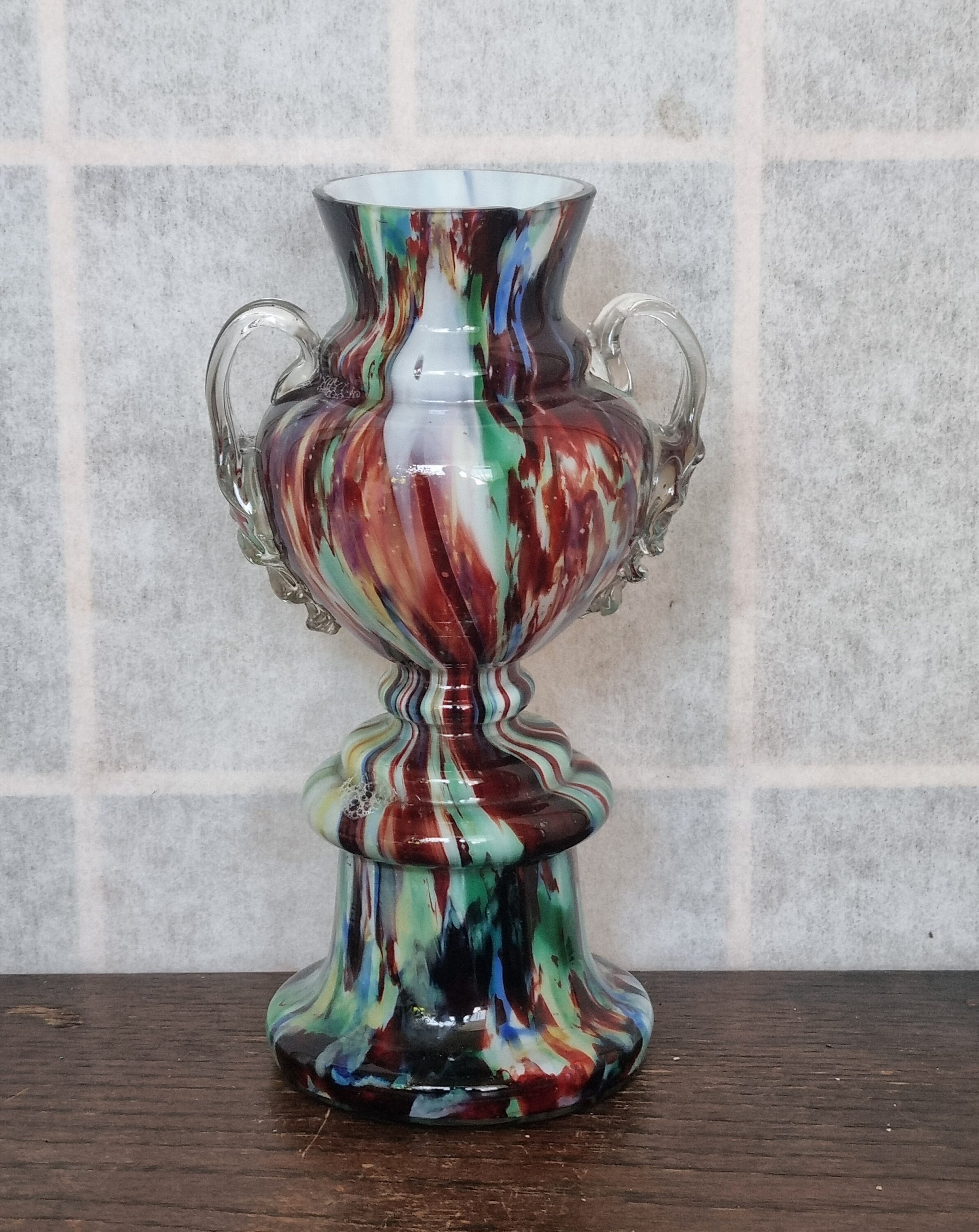 Welz Bohemian Spatter Glass | Trophy Vase Multicolored | Harlequin