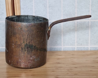 Antique Copper Sauce Pan Cookware Large Extra Deep Heavy