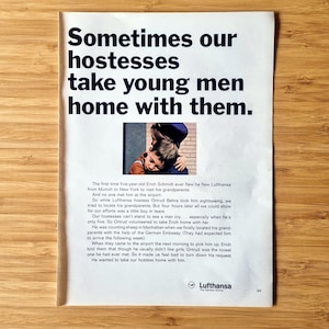 1960s Lufthansa Ad: Original Vintage Print Magazine Clipping