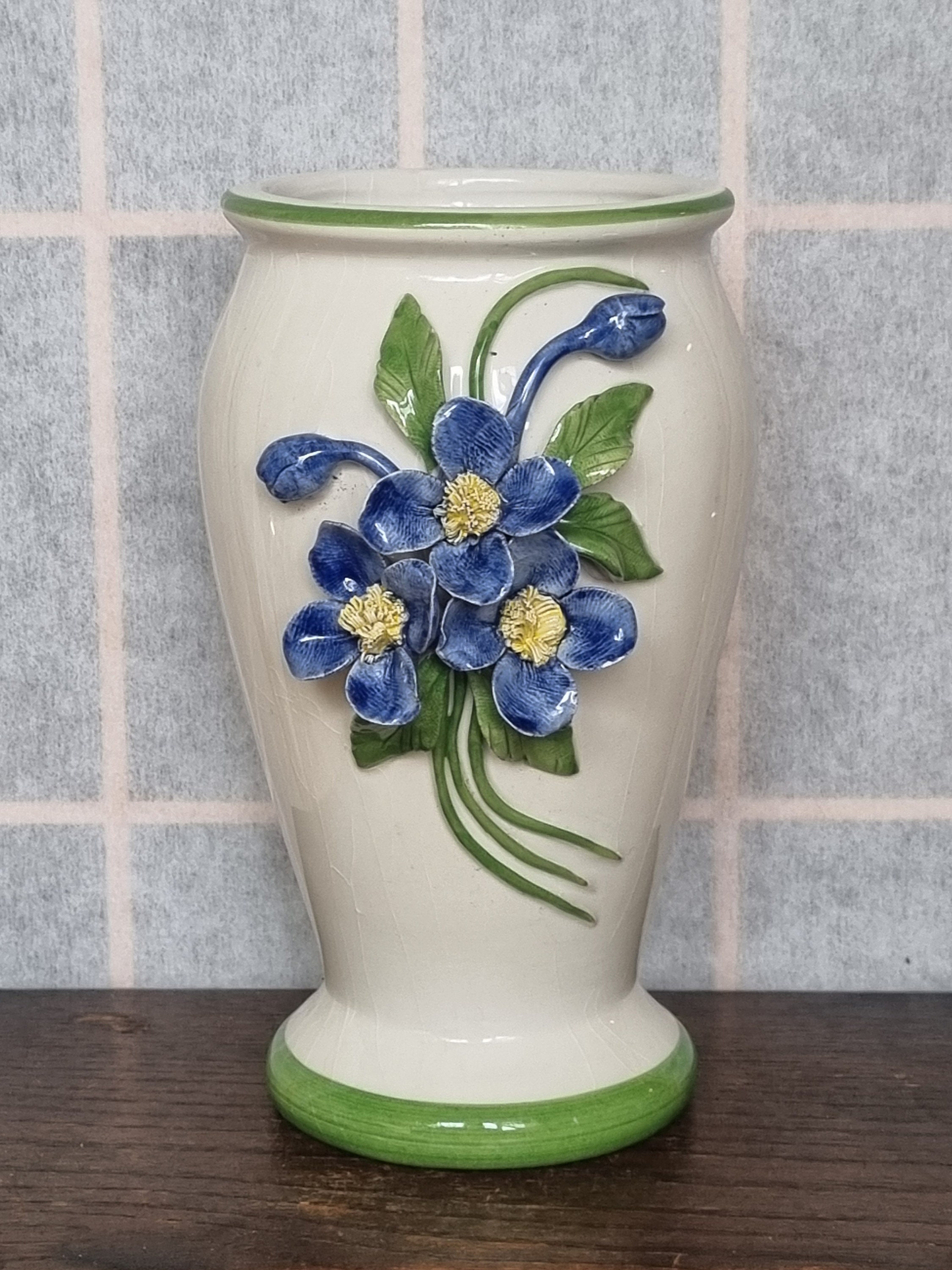 Italian Ceramic Vase 花瓶 磁器 イタリア製 約50cm Italian Ceramic Flower Vase | Vintage 80s GBC Mediterranean Blue
