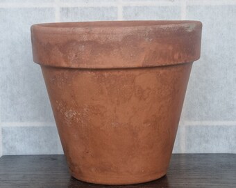 Vintage Terracotta Plant Pot, Small Tapered Planter in Earthy Brown, Herbs, Succulents, Flowers, Old Fashioned Victorian English Garden Pot