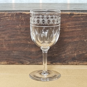 Antique Cut Crystal Port Glass, Early 1900s Star Pattern Stemware, Hand Cut Clear Wine Goblet, Edwardian Barware