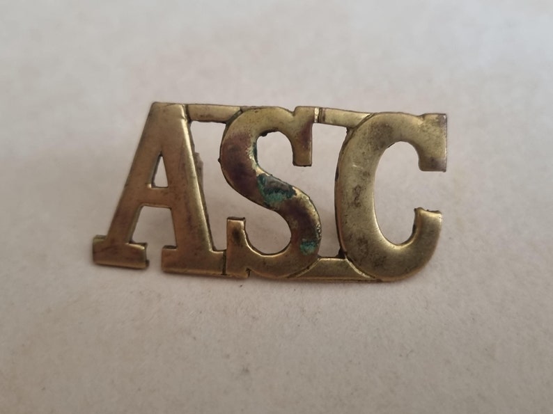 Original WW1 Memorabilia, Brass British Army Shoulder Title ASC Army ...