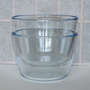 Vintage Pyrex Bowls | Clear Glass Mixing Set | Kitchen Nesting Pair | Baking Essentials | 4.5 x 6.5 Inches