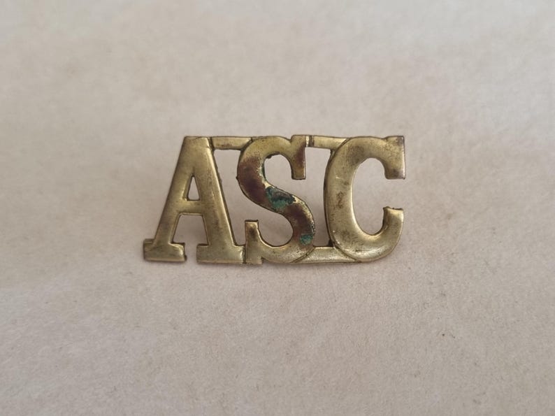 Original WW1 Memorabilia, Brass British Army Shoulder Title ASC Army ...