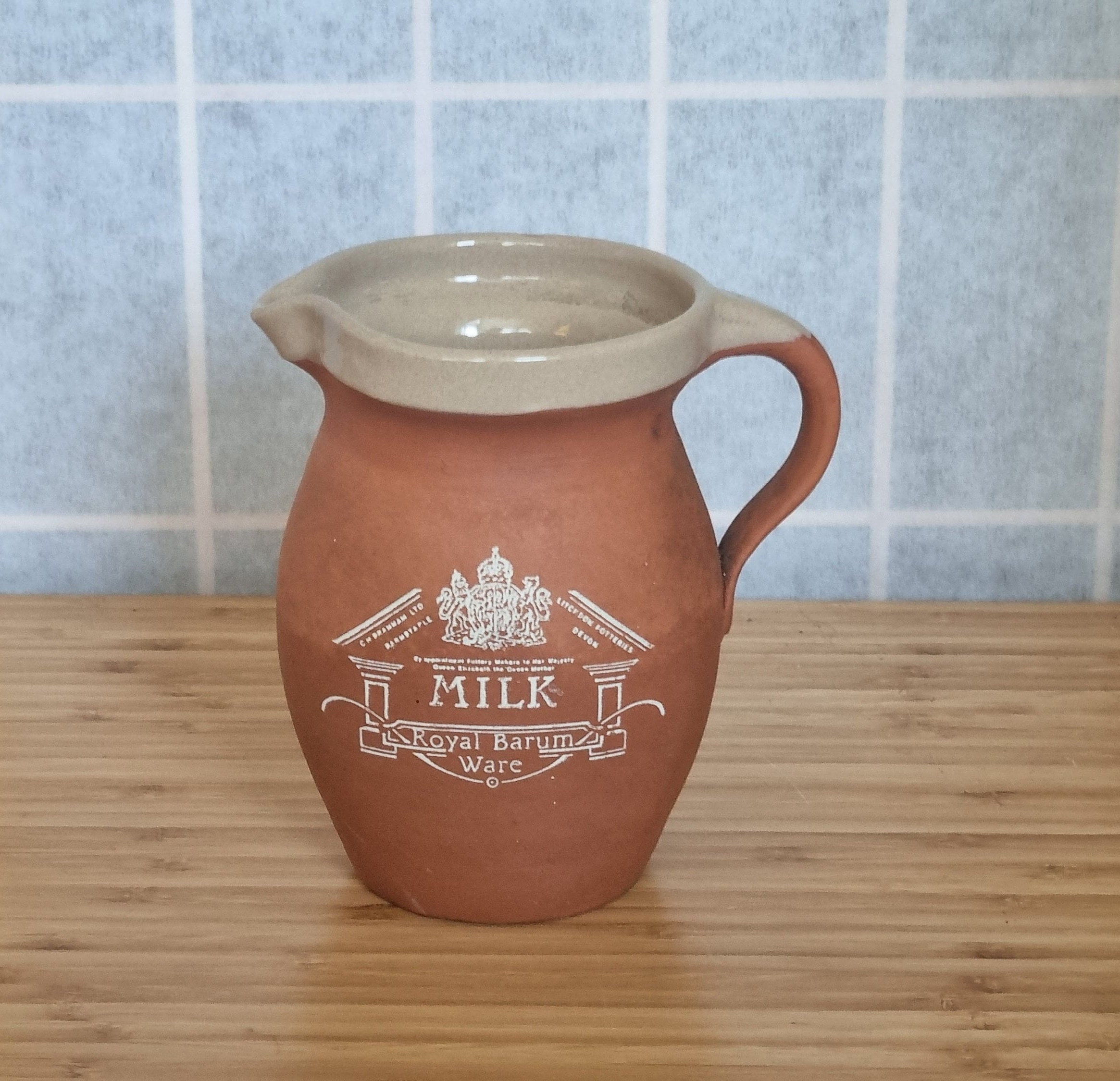 Classic English Pottery Terracotta Milk Jug, Farmhouse Cottage Décor