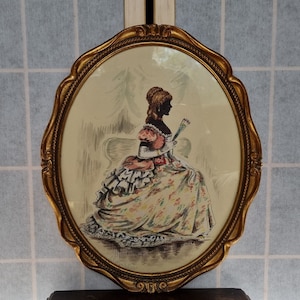 Silhouette Period Costume Painting Original Christine Silver Signed Cameo