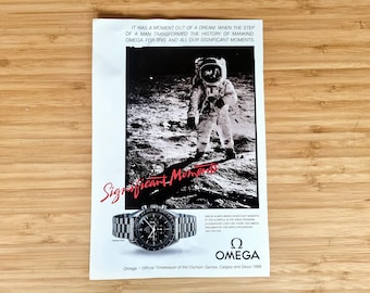 Original Omega Speedmaster "Significant Moments" Advertisement, Moon Watch Magazine Advert Man Cave Frameable