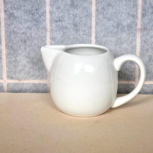 Small White Porcelain Creamer | Vintage Minimalist Restaurant Ware | Mid Century Modern Kitchen Serving Piece Milk Pitcher