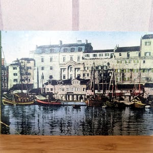 Vintage Europäische Hafen Postkarte, Split Dalmatien Kroatien, frühes 20.Jahrhundert Küstenszene, antike Reise Ephemera
