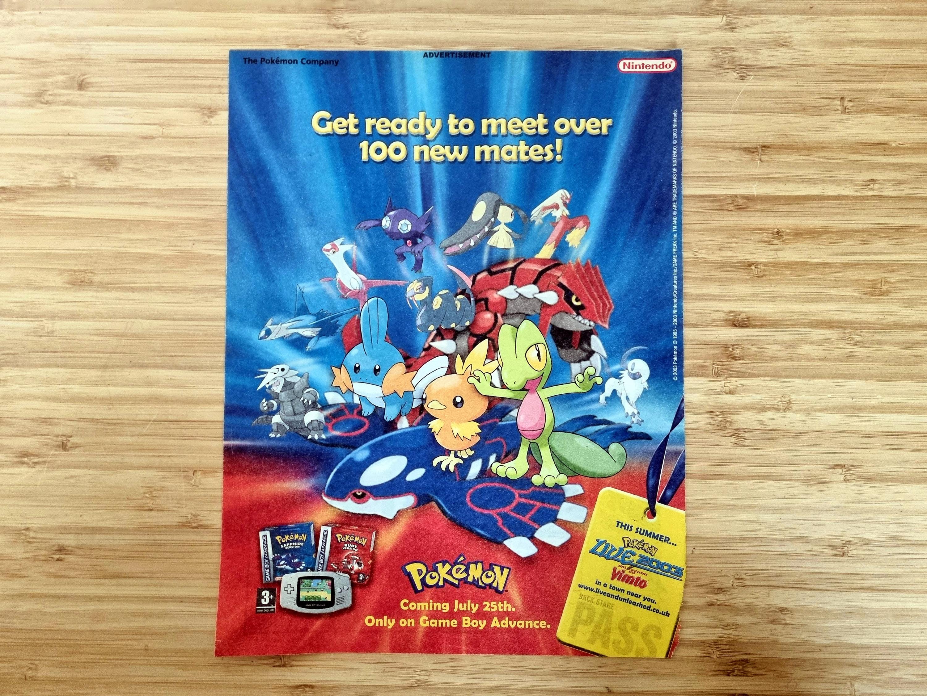 Original 2003 Pokémon Ruby & Sapphire Magazine Advertisement, Game