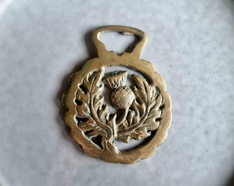 Vintage Thistle Horse Brass | Working Horse Harness Amulet | Traditional Scottish Draft Horse Medallion | Protective Talisman