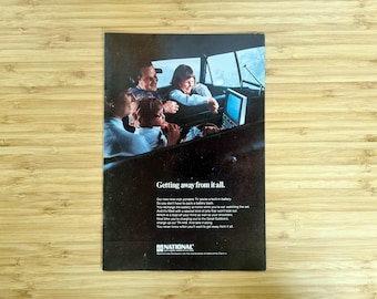 Vintage National Portable TV Advertisement – Original 1970s Panasonic Ad, Retro Electronics Collectible