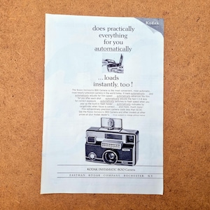 1960s Kodak Instamatic 800 Camera Ad, 1965Print Ad Magazine Advertisement, Original Print