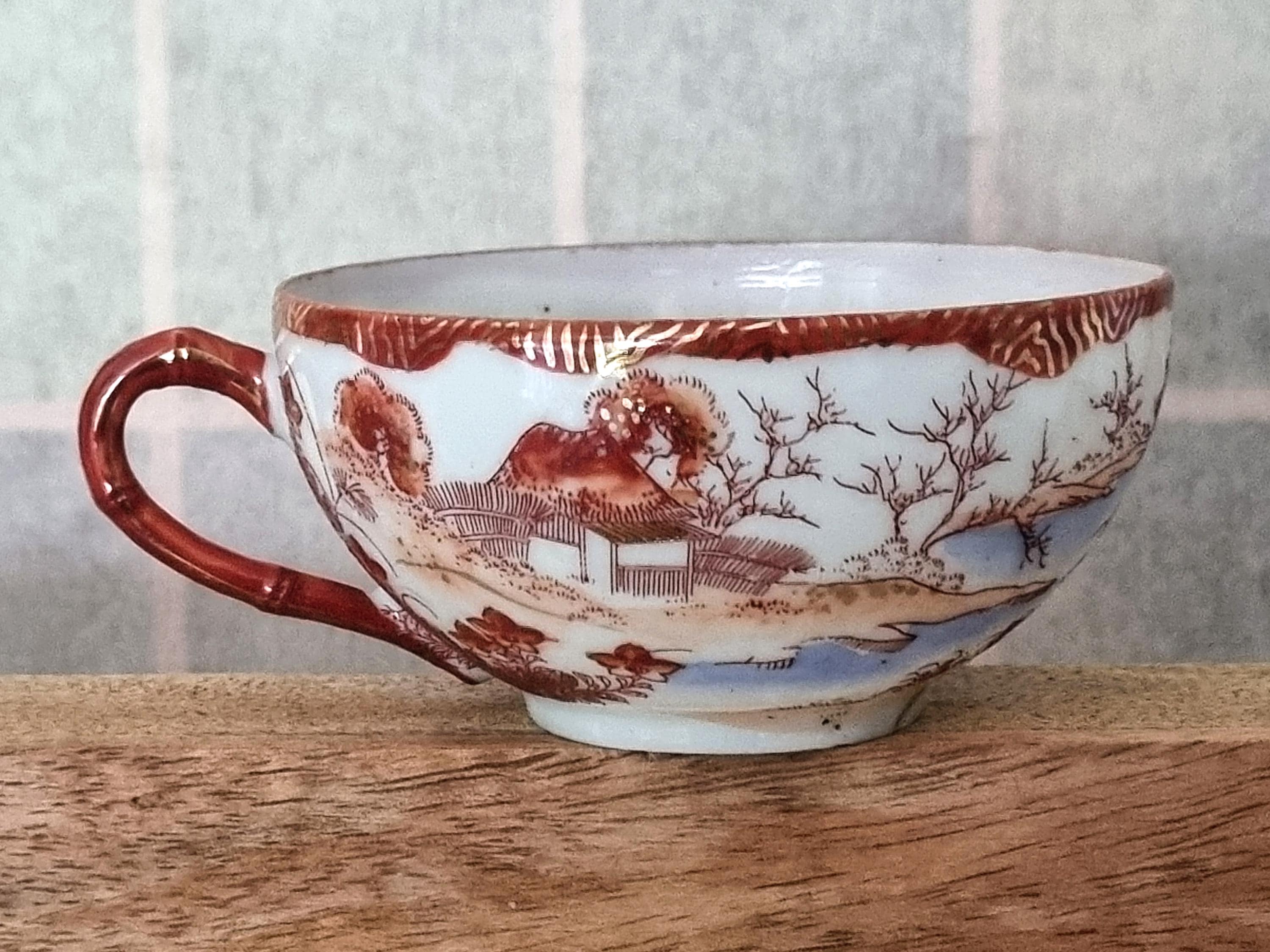 Antique Japanese Floral Geisha Tea Cup, Vintage Oriental Porcelain