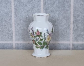 Knospe Vase Aynsley Wild Tudor | Englisch Fine Bone China | Vintage weiße Blumenvase aus Porzellan | Kleiner 10 cm Blumenhalter
