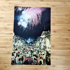 1960s Disneyland Photo Magazine Print, Fireworks over Sleeping Beauty Castle, Anaheim, California, Original Clipping, 60s USA Memorabilia