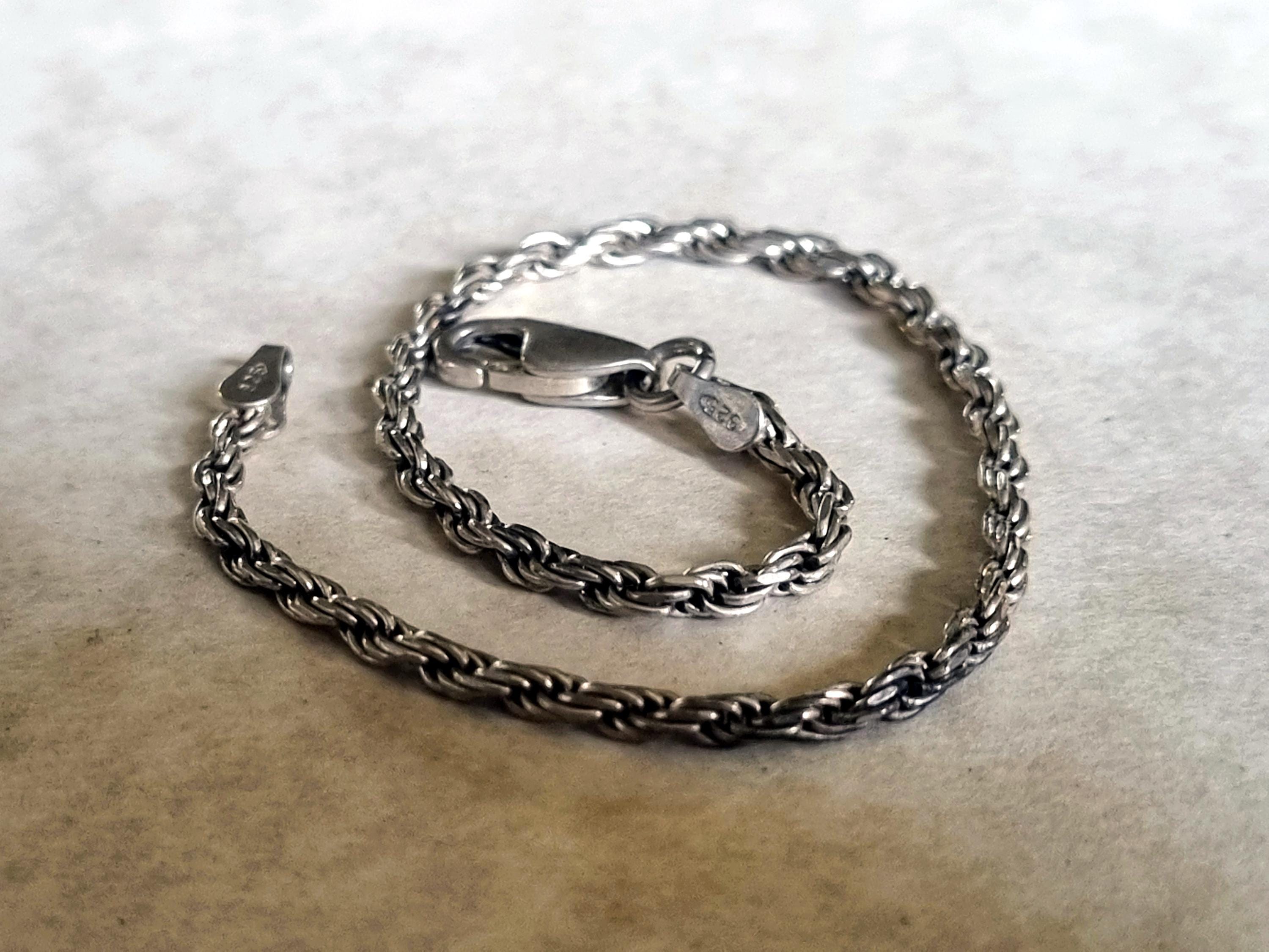 Sterling Silver Rope Chain | Italian 925 Bracelet | AZ Designer