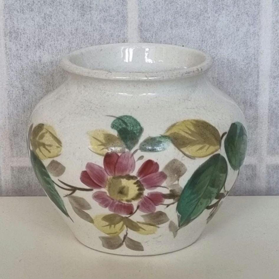 Vintage Floral Bud Vase | Pink Yellow Green Flowers | Small Round ...