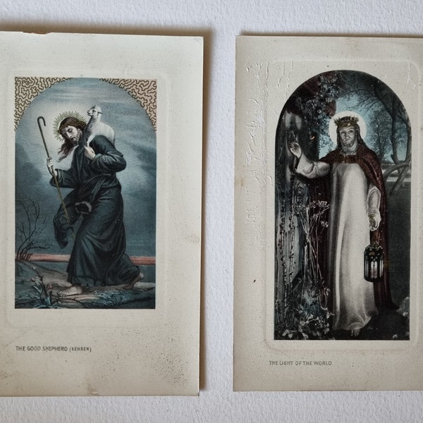 Antique Religious Postcards Wildt & Kray, Jesus Light Of World and The Good Shepherd