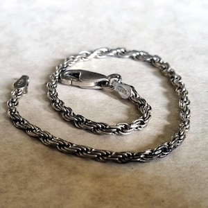 Sterling Silver Rope Chain | Italian 925 Bracelet | AZ Designer