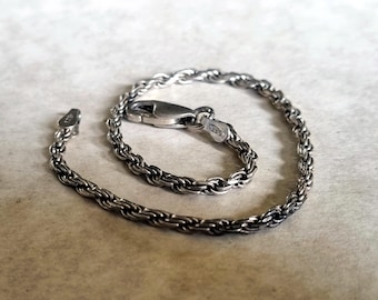 ヴィンテージ スターリングシルバー ロープチェーンブレスレット