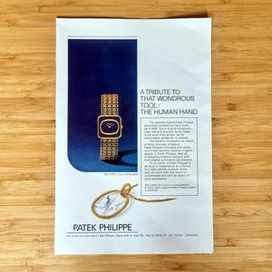1970s Patek Philippe 4183\1 Original Print Ad, 1975 Vintage Original Advertising Piece, Collectible Watch Home Decor, Wondrous Human Hand