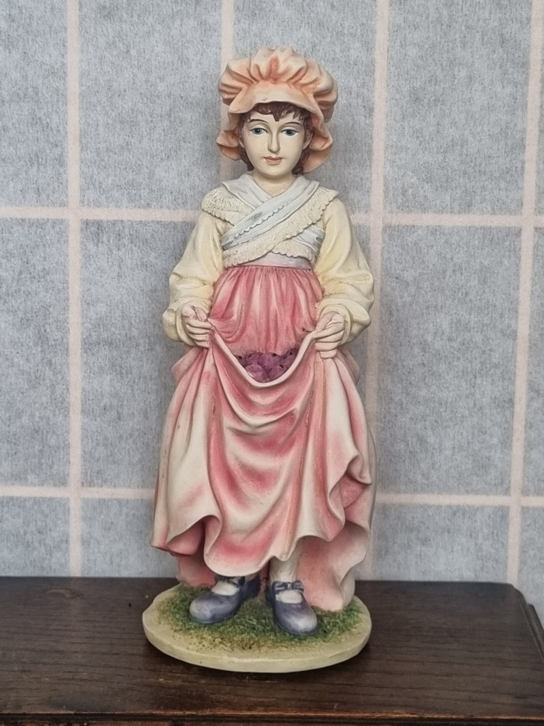 Leonardo Collection Girl Figurine, 9 Inch Pastel Pink Bonnet