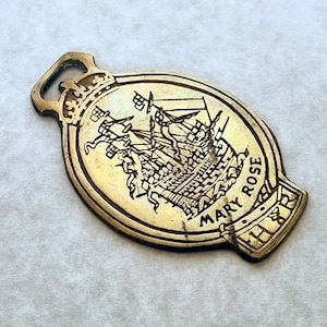 Vintage Horse Brass Medallion, Mary Rose Galleon Ship, 1980s British Souvenir