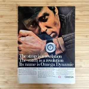 Anuncio de reloj Omega Dynamic vintage de 1968 / Anuncio original de revista / Reloj moderno de mediados de siglo / Reloj suizo retro coleccionable