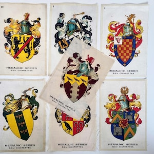 Vintage Heraldic Silk Collection, B D V Cigarette Silks Set, 1920s Family Crest Coat Arms Series, Edwardian Textile Ephemera