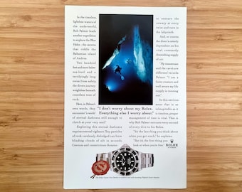 1990s Original Vintage Rolex Oyster Sea-Dweller Magazine Ad – Rob Palmer Diving