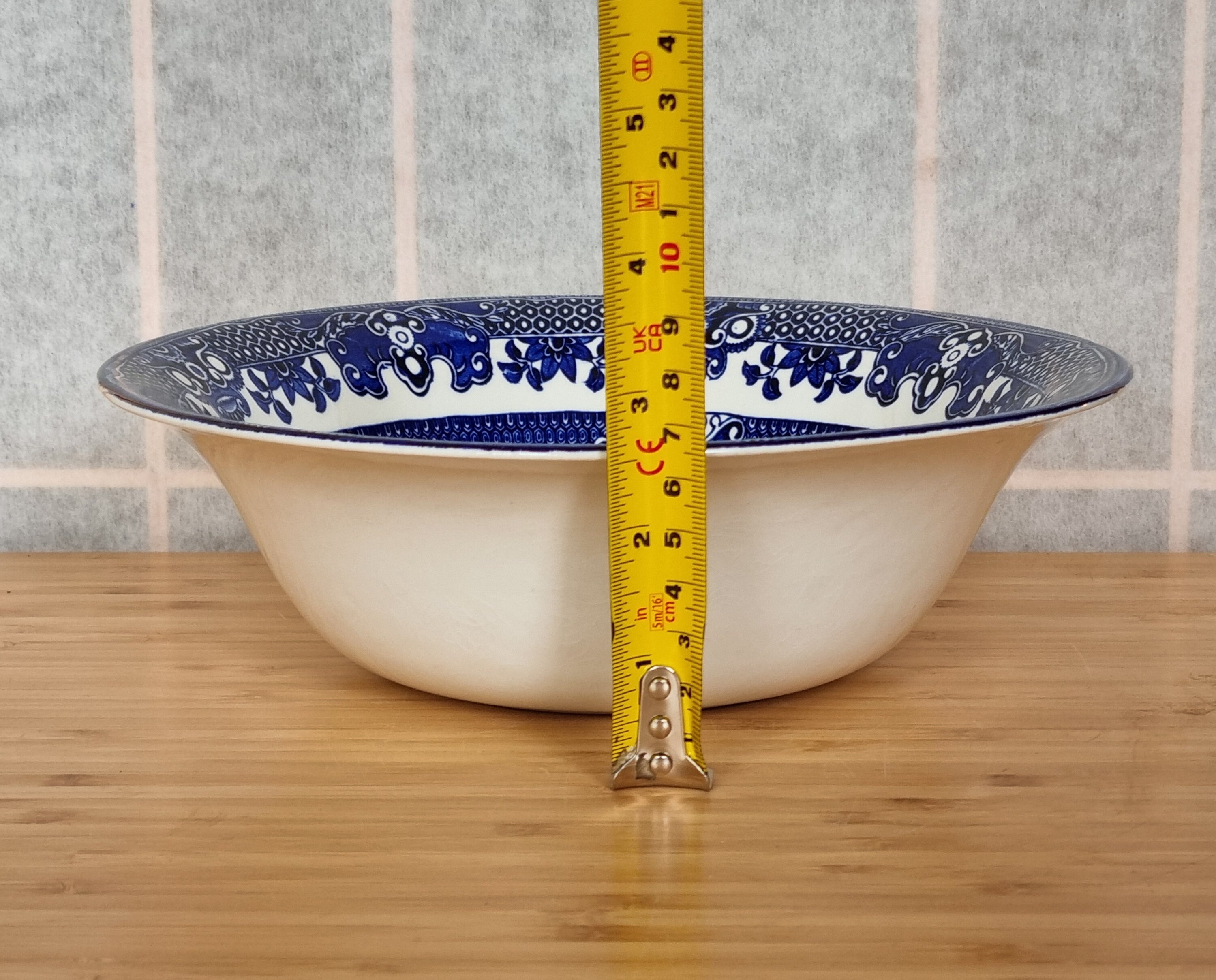 Burleigh Ware Blue Willow Bowl | Deep Serving Dish 21cm | Vintage