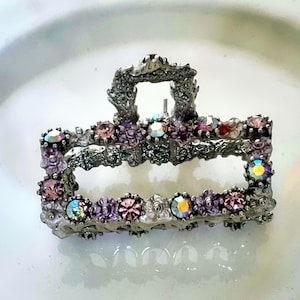Hair Claw Clip Jewel Encrusted in Purple and Pink