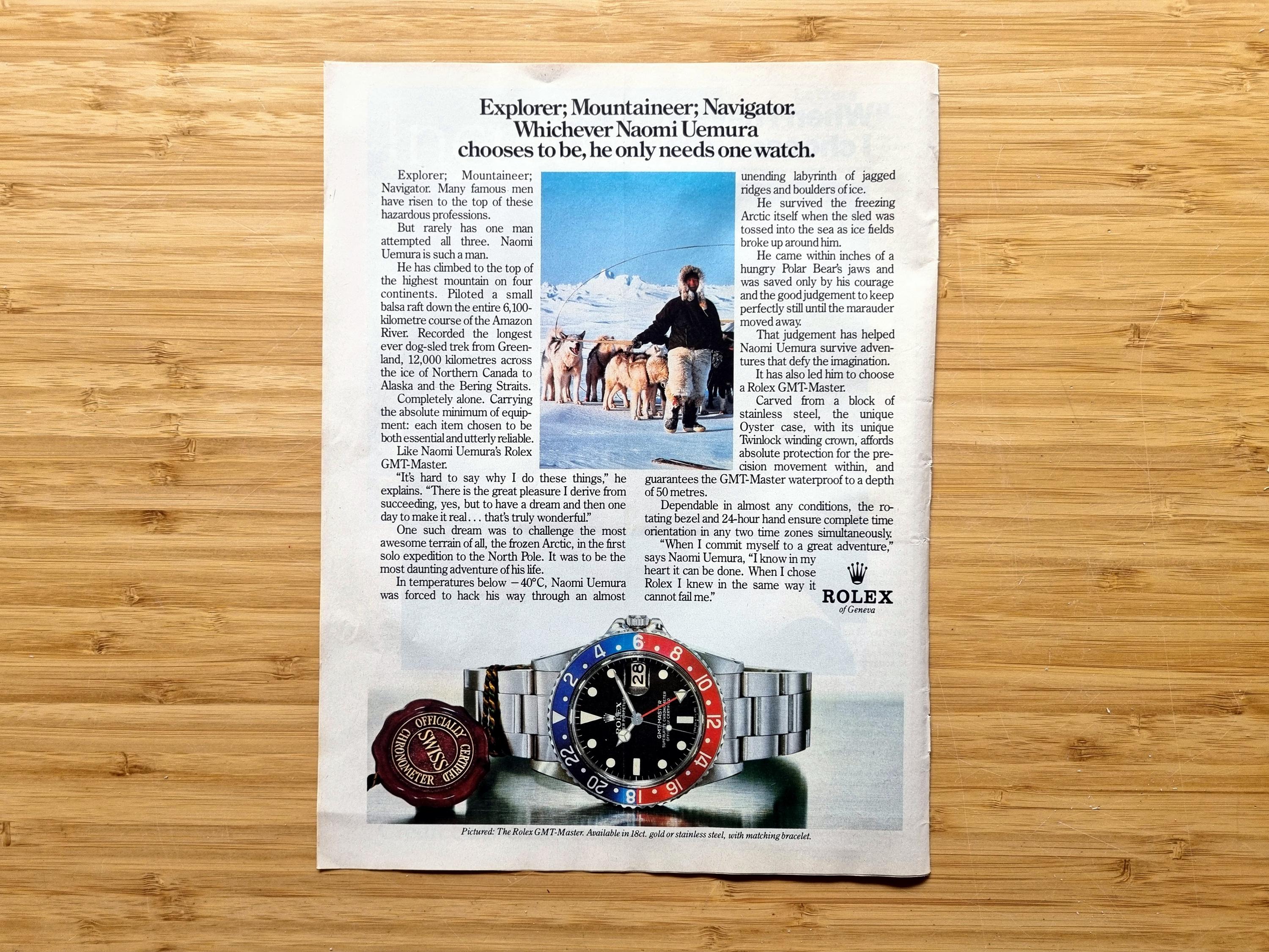 1980s Rolex Original Print Ad, Vintage Advertising Page